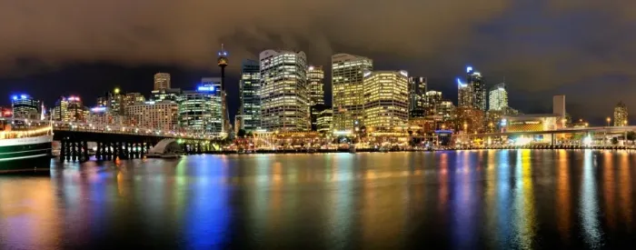 Framed Print : Sydney Skyline from Darling Harbour Panorama Framed Print : Sydney Skyline from Darling Harbour Panorama