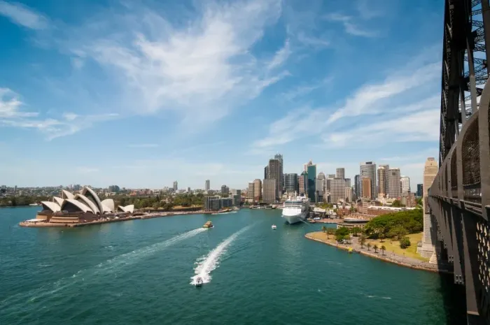 Framed Print : Sydney Skyline from Harbour Bridge Framed Print : Sydney Skyline from Harbour Bridge