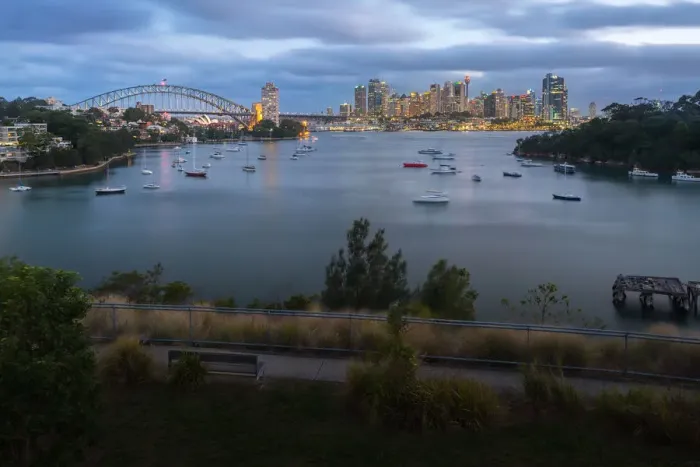 Framed Print : Sydney skyline after sunset from Waverton Point