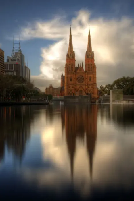 Framed Print : Sydney St Marys Cathedral reflection