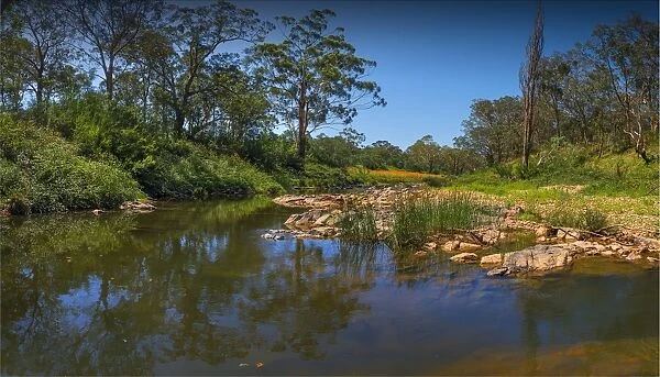 The Tambo river in Summer in the Alpine mountainous region of north east Victoria, Australia