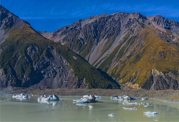 Tasman Glacial melt, Mount Cook Aoraki National Park, south Island of New Zealand