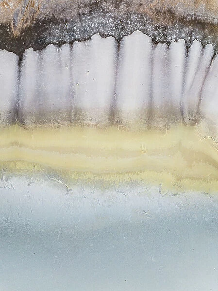 Teeth like formations at the edge of a salt lake photographed from directly above, Western Australia, Australia