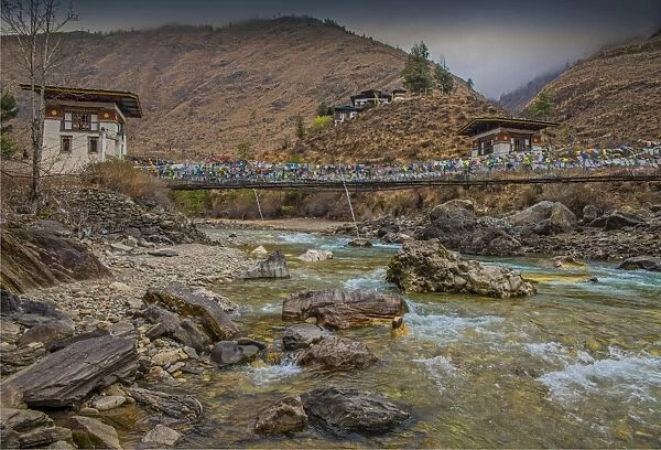 Temple compound near Paro, Kingdom of Bhutan, Eastern Himalayas