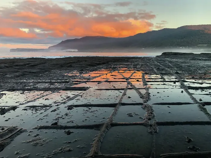 Framed Print : Tessellated Pavement at sunset