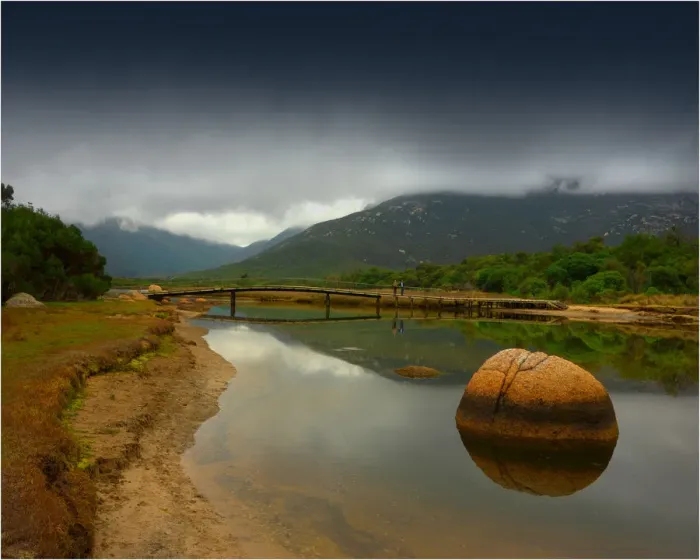 Framed Print : Tidal river estuary, Wilsons Promontory national park, Victoria, Australia