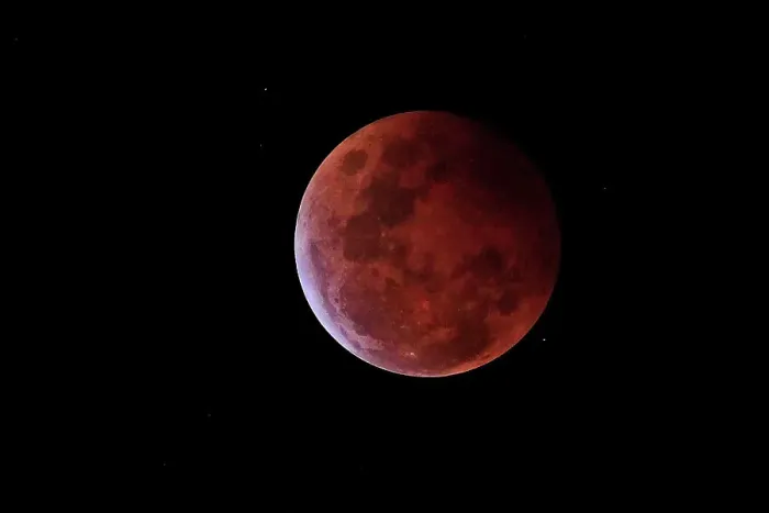 Framed Print : Total lunar eclipse of the moon. Blood moon
