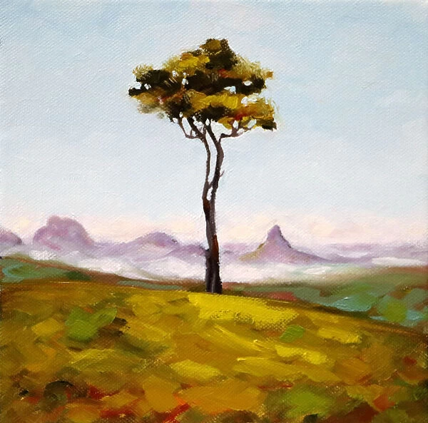 Tree on a Hilltop with View Painting