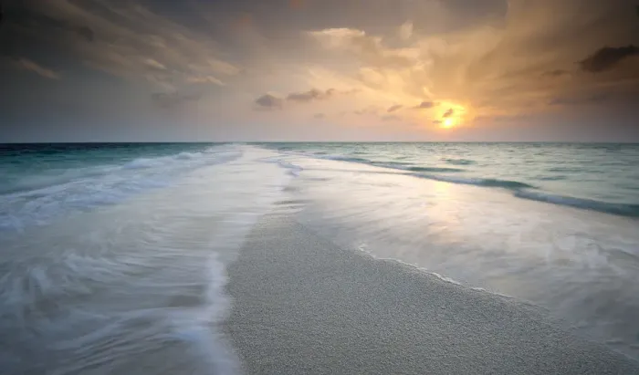 Framed Print : Tropical sunrise over beach