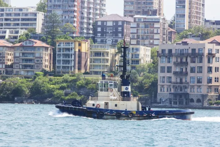 Framed Print : Tugboat. Commercial tugboat on Sydney Harbour
