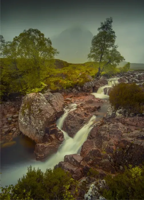 Framed Print : Tumbling stream Buachaille Etive Mor, Scottish highlands Framed Print : Tumbling stream Buachaille Etive Mor, Scottish highlands