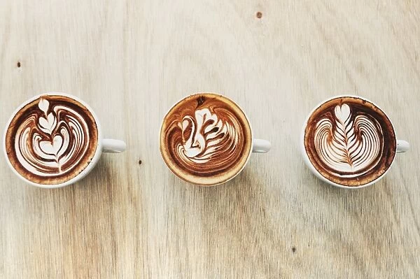 Three types of latte art
