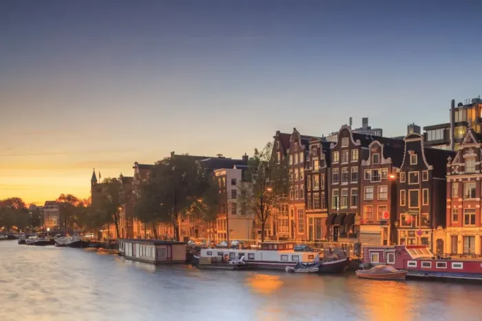 Framed Print : Typical houses along the canals, Amsterdam