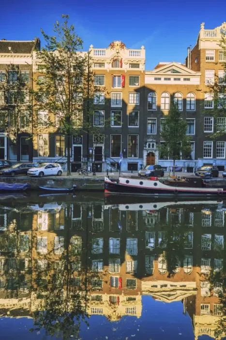Framed Print : Typical houses along the canals, Amsterdam