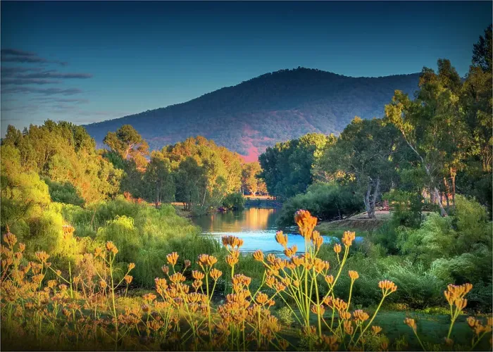 Framed Print : Upper Murray river, Alpine high country, East Gippsland, Walwa, Victoria, Australia
