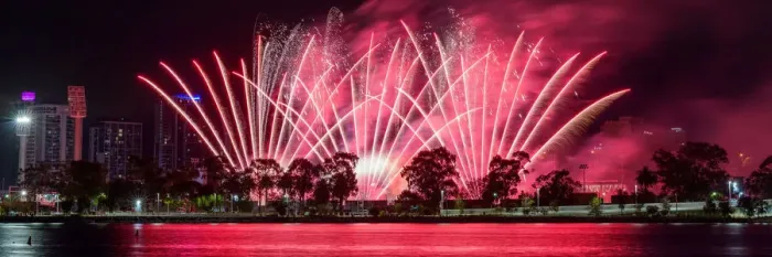 Framed Print : Vibrant multi coloured fireworks display over the Swan river, Perth - Western Australia Framed Print : Vibrant multi coloured fireworks display over the Swan river, Perth - Western Australia