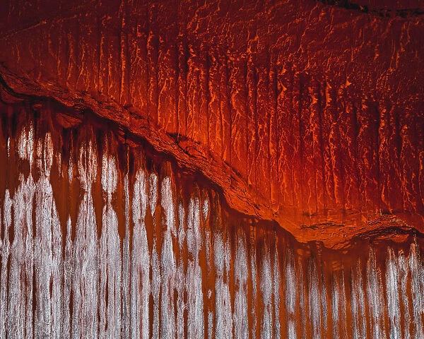 Vibrant mine tailings photographed from directly above, Queensland, Australia