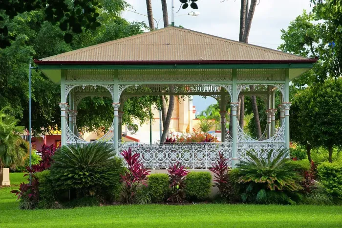 Framed Print : Victorian architecture as gazebo, building, old, traditional, wood, wooden house, terrace, park, garden, Townsville, Queensland, Australia, Oceania