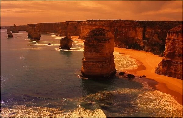 View to the 12 apostles on the Shipwreck coastline near Port Campbell, Victoria