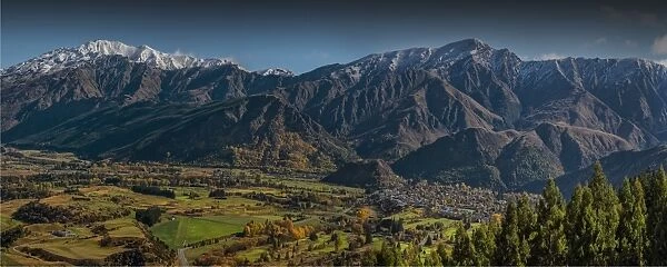 A view to Arrowtown with autumn colours in full display, South Island, New Zealand