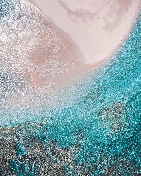 View from above of a beach and a section of the Ningaloo reef, Exmouth, Australia