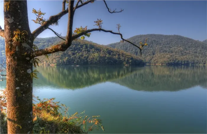 Framed Print : A view of the beautiful lake Pokhara in Nepal Framed Print : A view of the beautiful lake Pokhara in Nepal