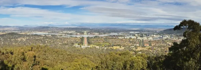 Framed Print : View of Canberra and Lake Burley Griffin