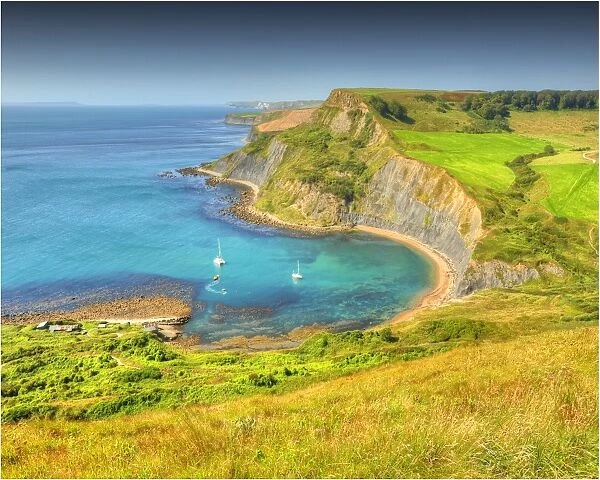 View to Chapmans pool on the coastline of Dorset England