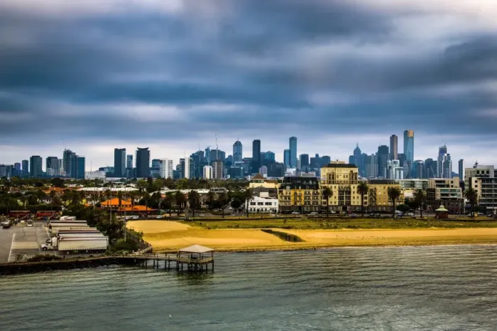 Framed Print : View from the coast to Melbourne Skyline Framed Print : View from the coast to Melbourne Skyline