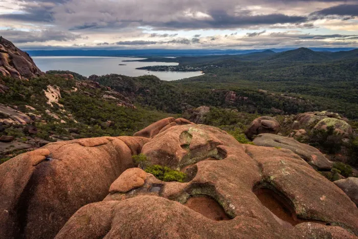 Framed Print : View to Coles Bay from mt Parsons, Freycinet National Park, Tasmania Framed Print : View to Coles Bay from mt Parsons, Freycinet National Park, Tasmania