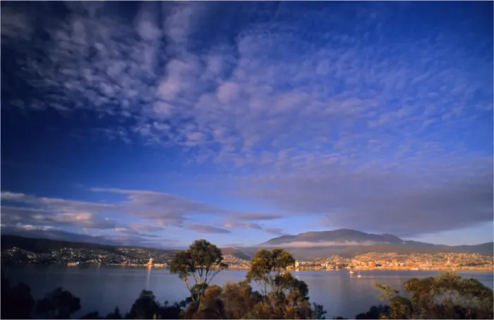 Framed Print : View across the Derwent Estuary, Hobart, Tasmania, Australia