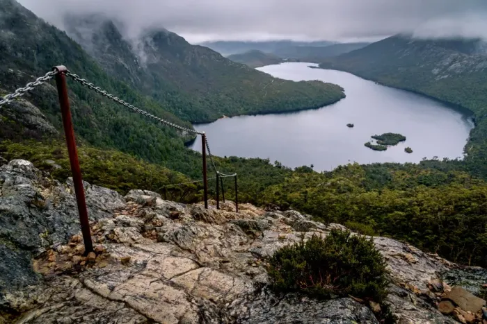 Framed Print : View to Dove Lake from Lake Wilks track