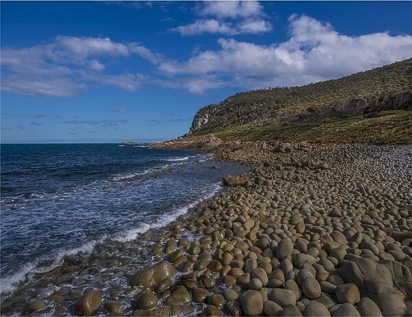 A view of Egg beach on the west coastline of Flinders Island, Bass Strait, Tasmania, Australia