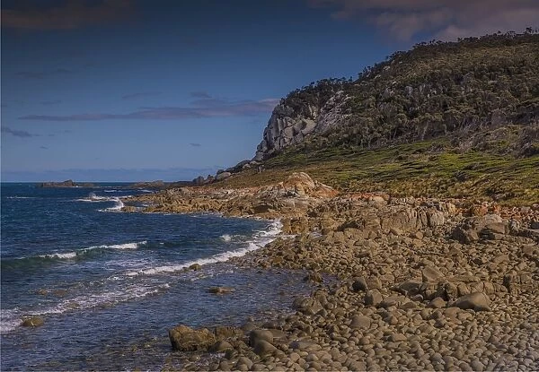 A view of Egg beach on the west coastline of Flinders Island, Bass Strait, Tasmania, Australia
