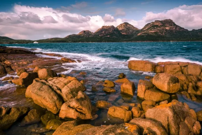 Framed Print : View to the Freycinet Peninsula Hazards from Coles Bay