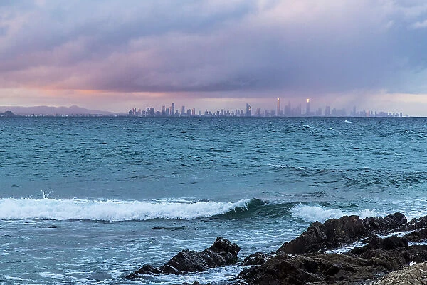 View of Gold Coast Skyline from Snapper Rocks