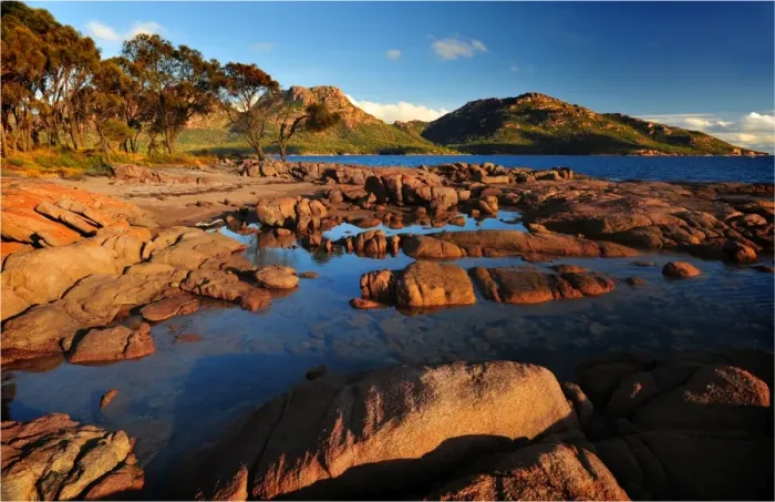 Framed Print : A view to the Hazards, Coles Bay, east coastline of Tasmania, Australia
