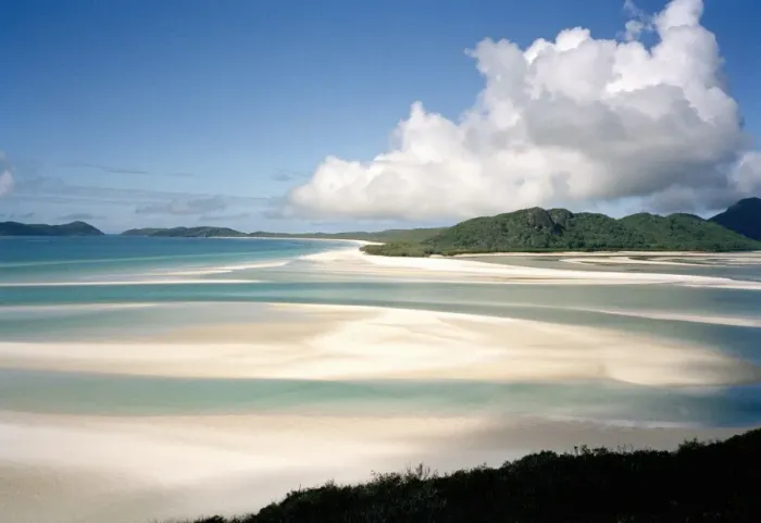 Framed Print : View from high up across Whitehaven Beach, Australia