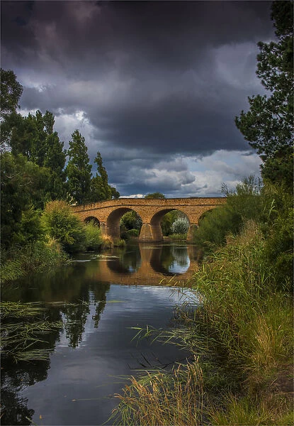 A view to the historic convict built bridge at Richmond in southern Tasmania, Australia