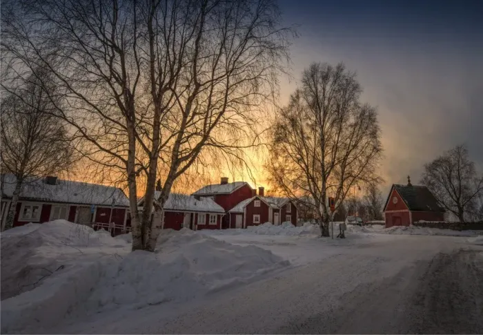 Framed Print : A view of the historic village of old Lulea, Lapland, Sweden