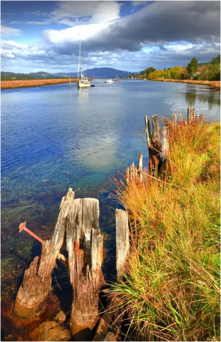 Framed Print : A view of the Huon river in southern Tasmania Framed Print : A view of the Huon river in southern Tasmania