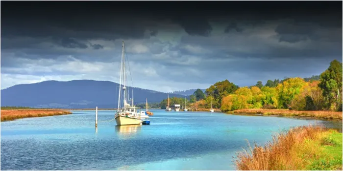 Framed Print : A view of the Huon river in southern Tasmania