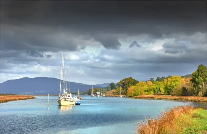 Framed Print : A view of the Huon river in southern Tasmania Framed Print : A view of the Huon river in southern Tasmania