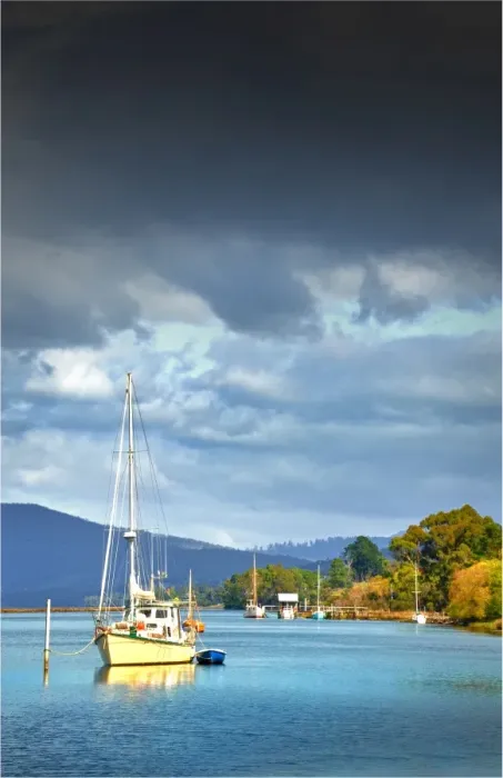 Framed Print : A view of the Huon river in southern Tasmania Framed Print : A view of the Huon river in southern Tasmania