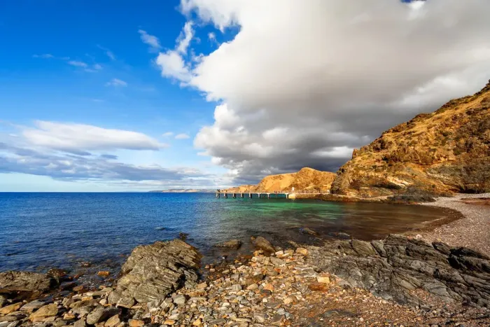 Framed Print : View of the Jetty and Rugged Coastline of Second Valley, Fleurieu Peninsula, South Australia Framed Print : View of the Jetty and Rugged Coastline of Second Valley, Fleurieu Peninsula, South Australia