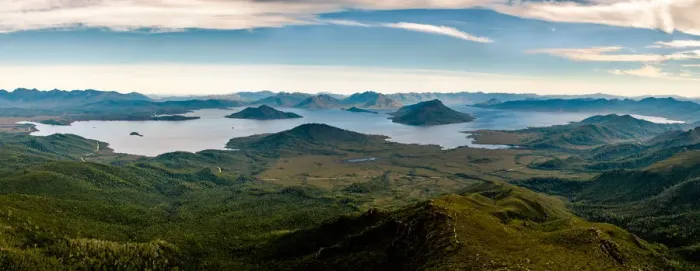 Framed Print : View of Lake Pedder from mt Anne in Southwest Tasmania