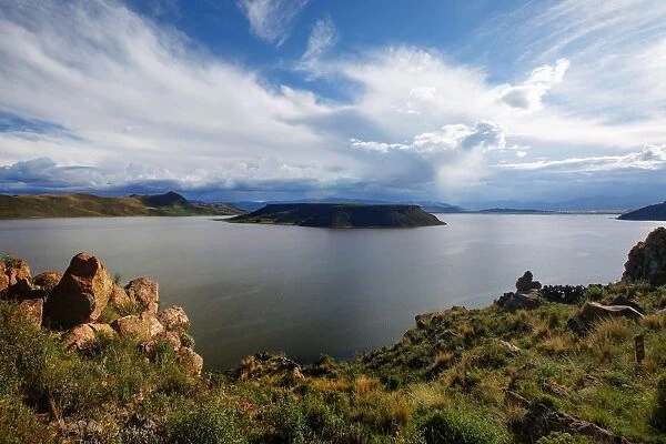 View of Lake Umayo (Laguna Umayo) From Sillustani, Atuncolla District of the Puno Region, Peru, South America