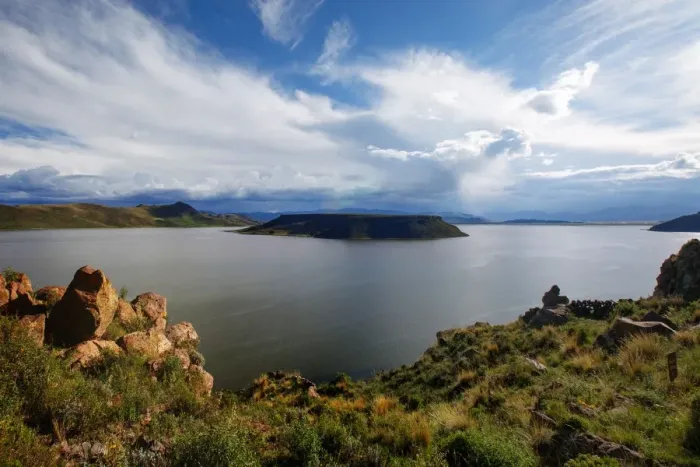 Framed Print : View of Lake Umayo (Laguna Umayo) From Sillustani, Atuncolla District of the Puno Region, Peru, South America