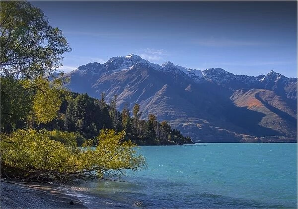 A view of Lake Wakatipu, on the road to Glenorchy, near Queenstown on the South Island of New Zealand