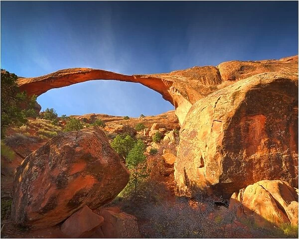 View to Landscape Arch, in the Arches National Park, Utah